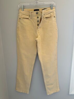 Banana Republic High-Rise Button-Fly Cropped Jeans in Soft Yellow